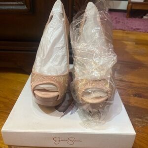 Jessica Simpson Sheer Nude mesh heels